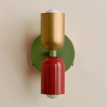 Up Down Wall Sconce - Reed Green Canopy / Brass Upper Shade
