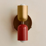Up Down Wall Sconce - Patina Brass Canopy / Brass Upper Shade