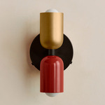 Up Down Wall Sconce - Blackened Brass Canopy / Brass Upper Shade