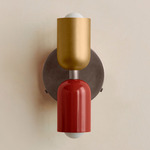 Up Down Wall Sconce - Pewter Canopy / Brass Upper Shade
