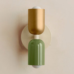 Up Down Wall Sconce - Bone Canopy / Brass Upper Shade