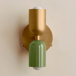 Up Down Wall Sconce - Brass Canopy / Brass Upper Shade