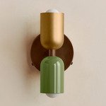 Up Down Wall Sconce - Patina Brass Canopy / Brass Upper Shade