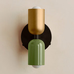 Up Down Wall Sconce - Blackened Brass Canopy / Brass Upper Shade
