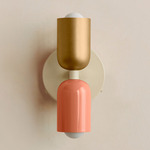 Up Down Wall Sconce - Bone Canopy / Brass Upper Shade