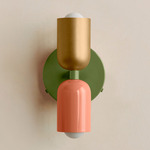 Up Down Wall Sconce - Reed Green Canopy / Brass Upper Shade
