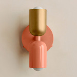 Up Down Wall Sconce - Peach Canopy / Brass Upper Shade