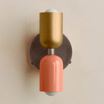 Up Down Wall Sconce - Pewter Canopy / Brass Upper Shade