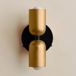 Up Down Wall Sconce - Black Canopy / Brass Upper Shade