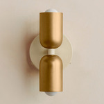 Up Down Wall Sconce - Bone Canopy / Brass Upper Shade