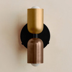 Up Down Wall Sconce - Black Canopy / Brass Upper Shade