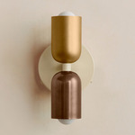 Up Down Wall Sconce - Bone Canopy / Brass Upper Shade