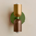 Up Down Wall Sconce - Reed Green Canopy / Brass Upper Shade