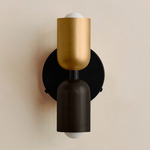 Up Down Wall Sconce - Black Canopy / Brass Upper Shade