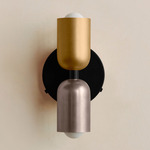 Up Down Wall Sconce - Black Canopy / Brass Upper Shade