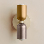 Up Down Wall Sconce - Bone Canopy / Brass Upper Shade