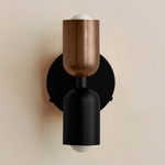 Up Down Wall Sconce - Black Canopy / Patina Brass Upper Shade