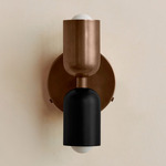 Up Down Wall Sconce - Patina Brass Canopy / Patina Brass Upper Shade