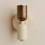 Up Down Wall Sconce - Bone Canopy / Patina Brass Upper Shade