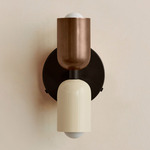 Up Down Wall Sconce - Blackened Brass Canopy / Patina Brass Upper Shade