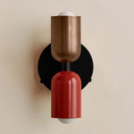 Up Down Wall Sconce - Black Canopy / Patina Brass Upper Shade