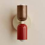 Up Down Wall Sconce - Bone Canopy / Patina Brass Upper Shade