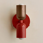 Up Down Wall Sconce - Oxide Red Canopy / Patina Brass Upper Shade