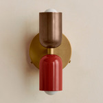 Up Down Wall Sconce - Brass Canopy / Patina Brass Upper Shade