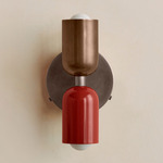Up Down Wall Sconce - Pewter Canopy / Patina Brass Upper Shade