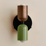 Up Down Wall Sconce - Black Canopy / Patina Brass Upper Shade