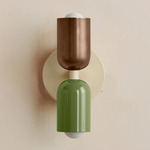 Up Down Wall Sconce - Bone Canopy / Patina Brass Upper Shade