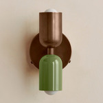 Up Down Wall Sconce - Patina Brass Canopy / Patina Brass Upper Shade