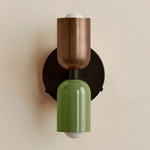 Up Down Wall Sconce - Blackened Brass Canopy / Patina Brass Upper Shade