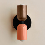 Up Down Wall Sconce - Black Canopy / Patina Brass Upper Shade