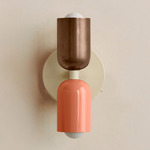 Up Down Wall Sconce - Bone Canopy / Patina Brass Upper Shade