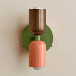 Up Down Wall Sconce - Reed Green Canopy / Patina Brass Upper Shade