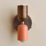Up Down Wall Sconce - Pewter Canopy / Patina Brass Upper Shade