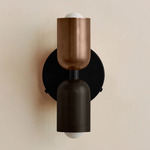 Up Down Wall Sconce - Black Canopy / Patina Brass Upper Shade