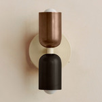 Up Down Wall Sconce - Bone Canopy / Patina Brass Upper Shade
