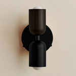 Up Down Wall Sconce - Black Canopy / Blackened Brass Upper Shade