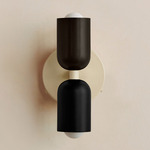 Up Down Wall Sconce - Bone Canopy / Blackened Brass Upper Shade
