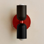 Up Down Wall Sconce - Oxide Red Canopy / Blackened Brass Upper Shade