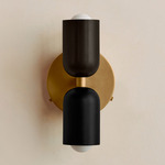 Up Down Wall Sconce - Brass Canopy / Blackened Brass Upper Shade
