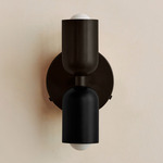 Up Down Wall Sconce - Blackened Brass Canopy / Blackened Brass Upper Shade