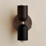 Up Down Wall Sconce - Pewter Canopy / Blackened Brass Upper Shade