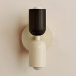 Up Down Wall Sconce - Bone Canopy / Blackened Brass Upper Shade
