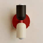 Up Down Wall Sconce - Oxide Red Canopy / Blackened Brass Upper Shade