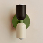 Up Down Wall Sconce - Reed Green Canopy / Blackened Brass Upper Shade
