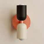 Up Down Wall Sconce - Peach Canopy / Blackened Brass Upper Shade