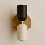 Up Down Wall Sconce - Brass Canopy / Blackened Brass Upper Shade